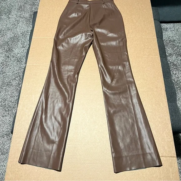 Meshki faux leather Pants, chocolate brown, highwaisted, bootcut size S, NWOT - Picture 5 of 14